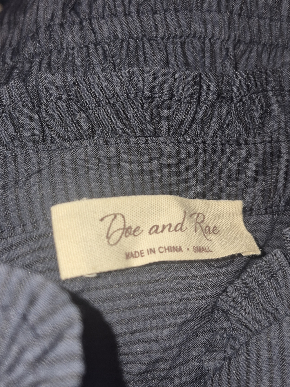 Doe & Rae Navy Ruffled Button-Front Peplum Blouse - Picture 3 of 3